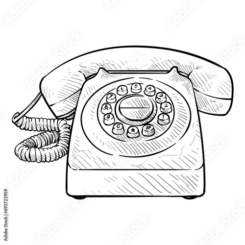 old telephone handdrawn illustration