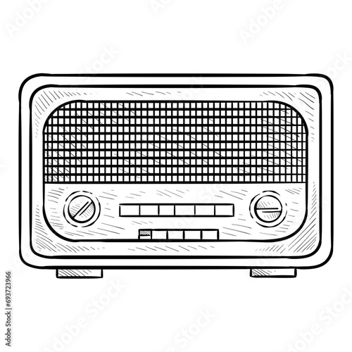 old radio handdrawn illustration