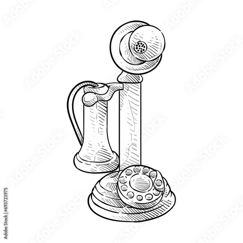 old telephone handdrawn illustration