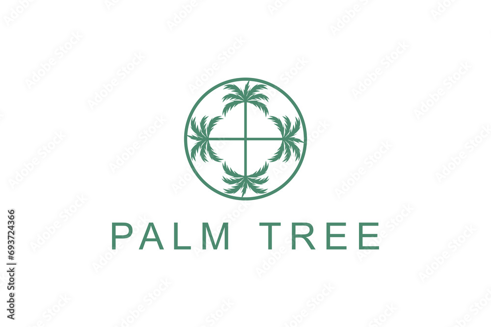 Coconut palm tree ornament decoration logo design element vector template icon symbol. Coconut palm tree ornament decoration logo design element vector template icon symbol.