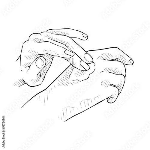 handdrawn illustration woman's hand with cream