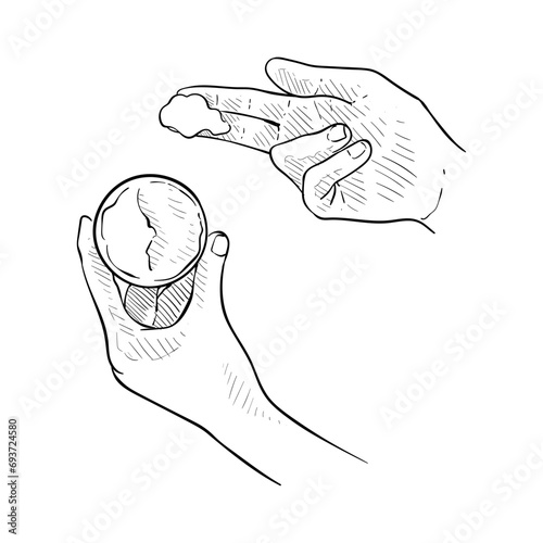 handdrawn illustration woman's hand with cream