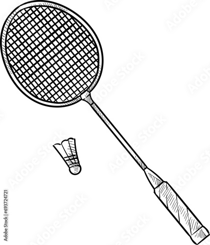 badminton rackets handdrawn illustration