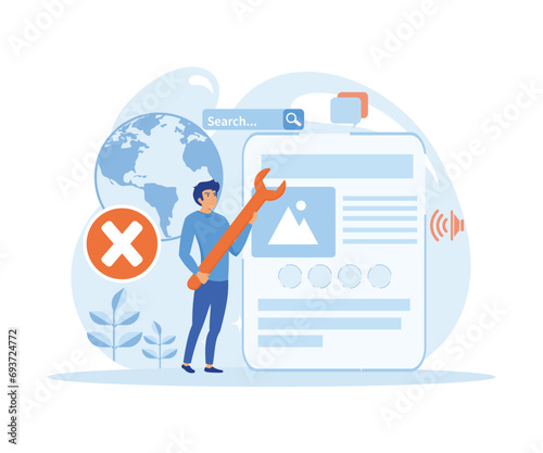 Search engine optimization ideas for blog promotion. Web page advertising on the internet, site audit. flat vector modern illustration 