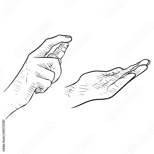 antibacterial hands handdrawn illustration