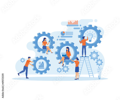 Scene of organization and management of company structure. Communication and teamwork concept. flat vector modern illustration