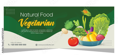 Organic and healthy food banner template design