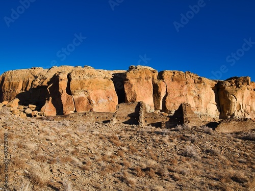 Chaco Canyon National Park - New Mexico, USA. City ruins of Anasazi lost civilization