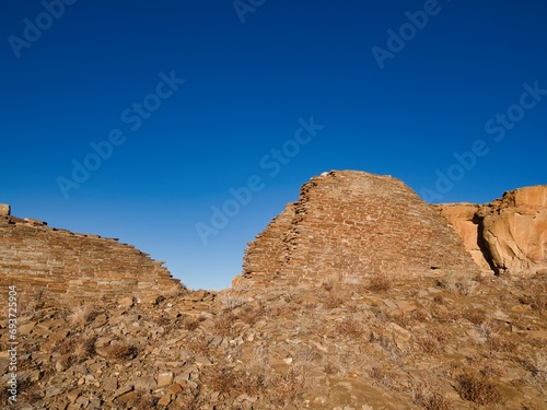 Chaco Canyon National Park - New Mexico, USA. City ruins of Anasazi lost civilization