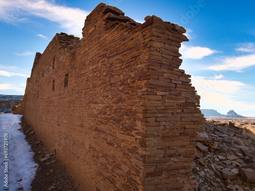 Chaco Canyon National Park - New Mexico, USA. City ruins of Anasazi lost civilization