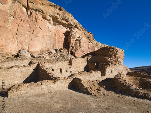 Chaco Canyon National Park - New Mexico, USA. City ruins of Anasazi lost civilization