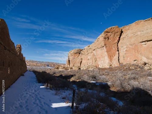 Chaco Canyon National Park - New Mexico, USA. City ruins of Anasazi lost civilization