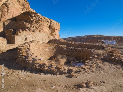 Chaco Canyon National Park - New Mexico, USA. City ruins of Anasazi lost civilization