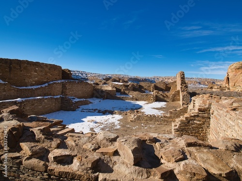 Chaco Canyon National Park - New Mexico, USA. City ruins of Anasazi lost civilization