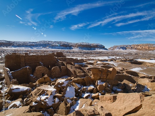 Chaco Canyon National Park - New Mexico, USA. City ruins of Anasazi lost civilization