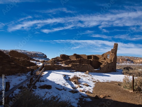 Chaco Canyon National Park - New Mexico, USA. City ruins of Anasazi lost civilization