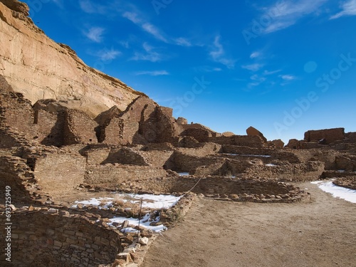 Chaco Canyon National Park - New Mexico, USA. City ruins of Anasazi lost civilization
