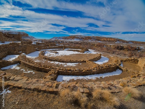 Chaco Canyon National Park - New Mexico, USA. City ruins of Anasazi lost civilization