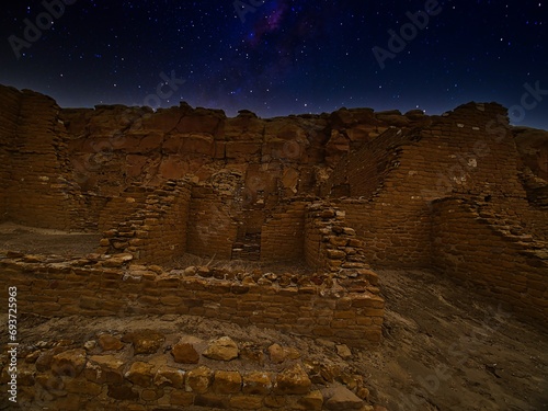 Chaco Canyon National Park - New Mexico, USA. City ruins of Anasazi lost civilization
