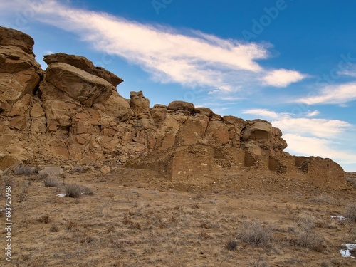 Chaco Canyon National Park - New Mexico, USA. City ruins of Anasazi lost civilization