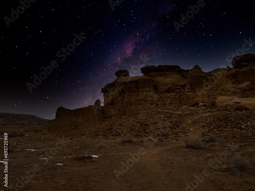 Chaco Canyon National Park - New Mexico, USA. City ruins of Anasazi lost civilization photo