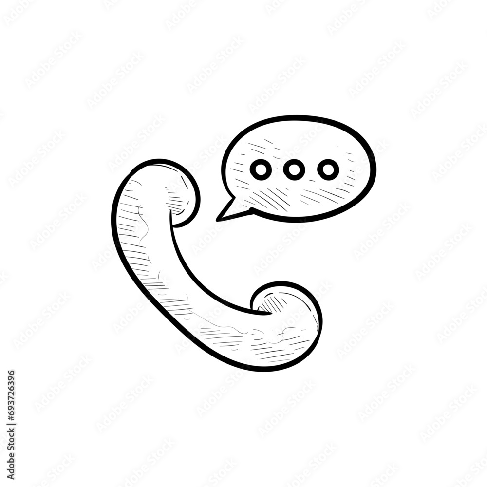 Fototapeta premium phone call icon handdrawn illustration