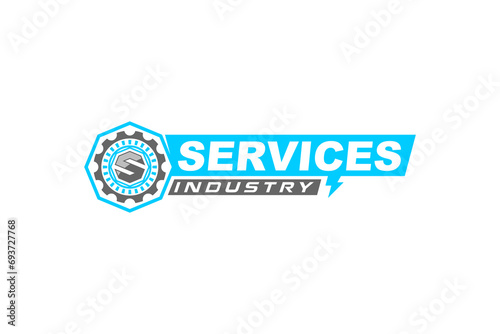 Technology industry gear logo, modern icon symbol.