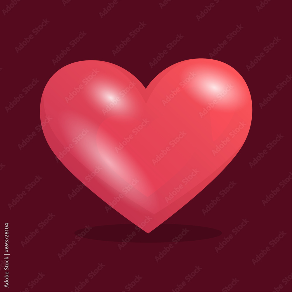 Vector glossy heart on white background