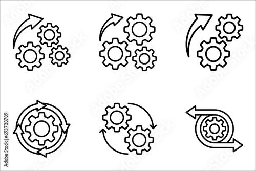 Process icon in flat style isolated on white. Process symbol in black for your web site design on white background