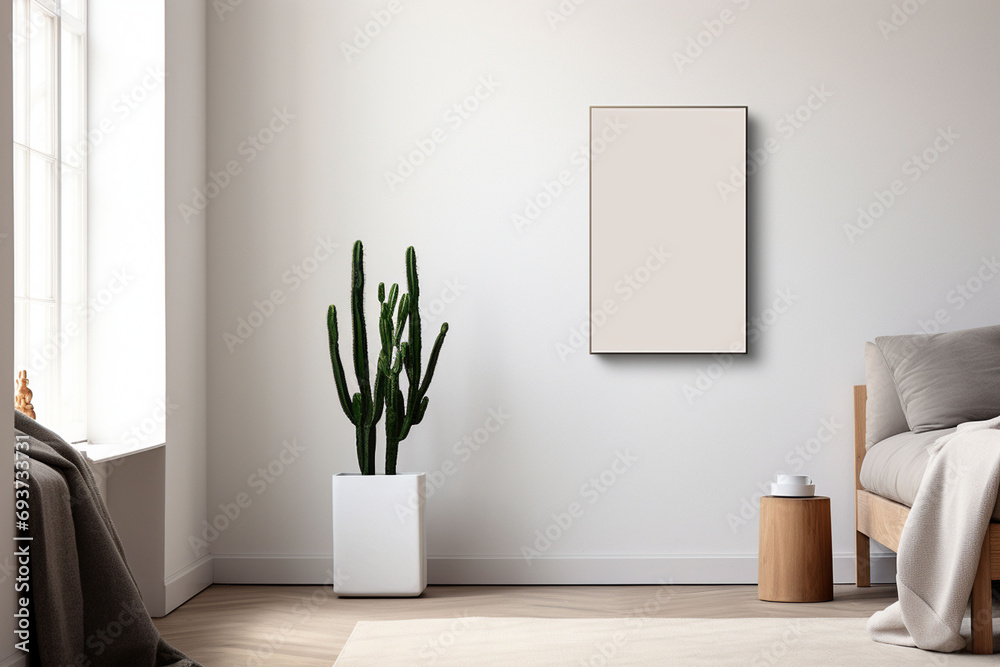 Minimalist Poster Frame Mockup Indoor created with Generative AI Minimalist Poster Frame Mockup Indoor created with Generative AI