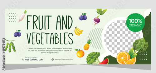 Fruit and vegetable horizontal banner banner template