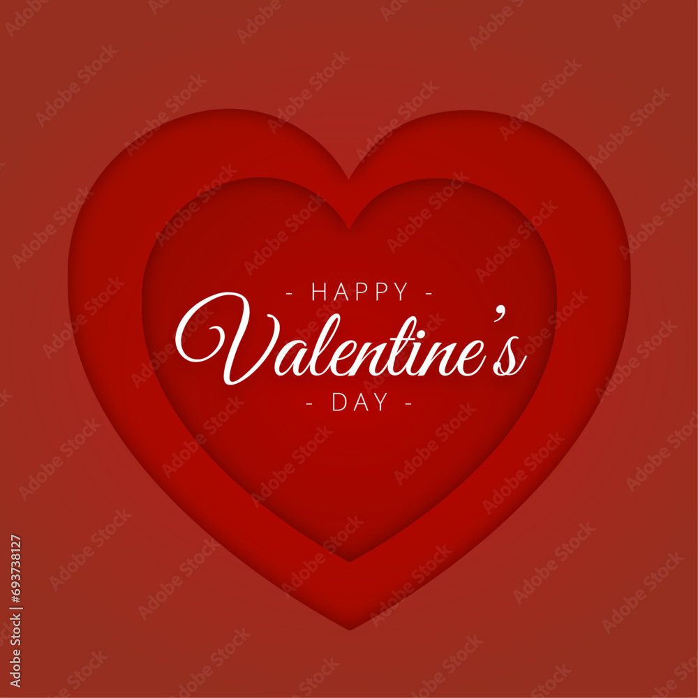 Vector happy valentines day greeting card with heart paper cut shapes