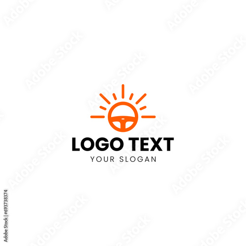 Steering Wheel Logo Monoline Modern Design Vector