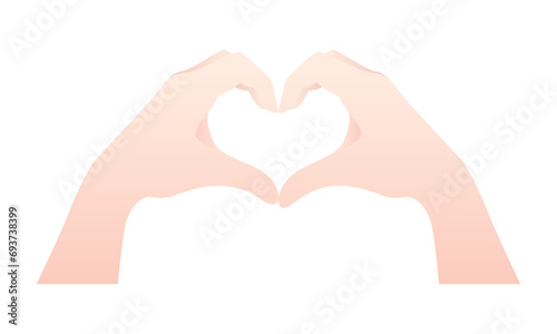 Vector two hands showing love sign with fingers isolated vector illustration