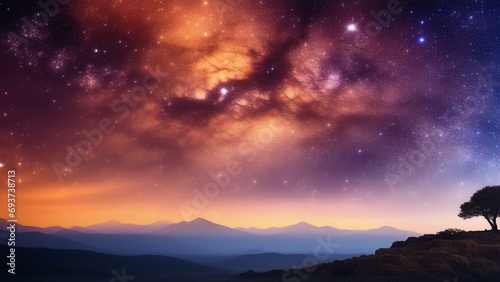 Yoga health and wellness meditation galaxy background © Young