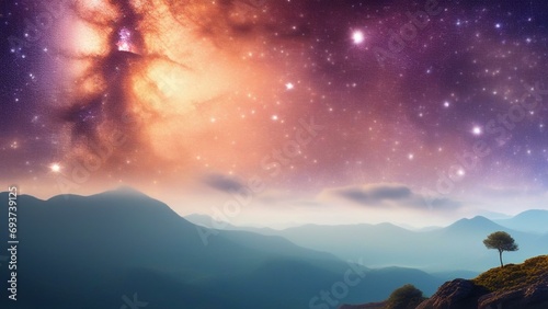 Yoga health and wellness meditation galaxy background