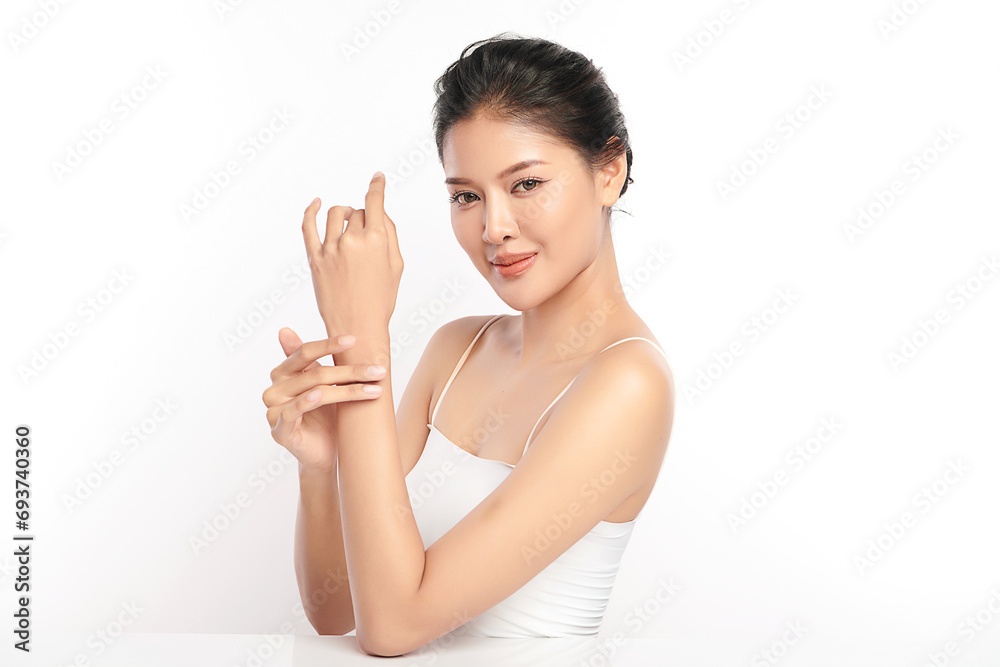 Beautiful young asian woman with clean fresh skin on white background, Face care, Facial treatment, Cosmetology, beauty and spa, Asian women portrait. Beautiful young asian woman with clean fresh skin on white background, Face care, Facial treatment, Cosmetology, beauty and spa, Asian women portrait.