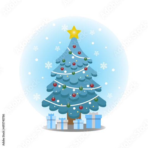 Christmas Tree Background Decorated Gift Boxes Vector Designs