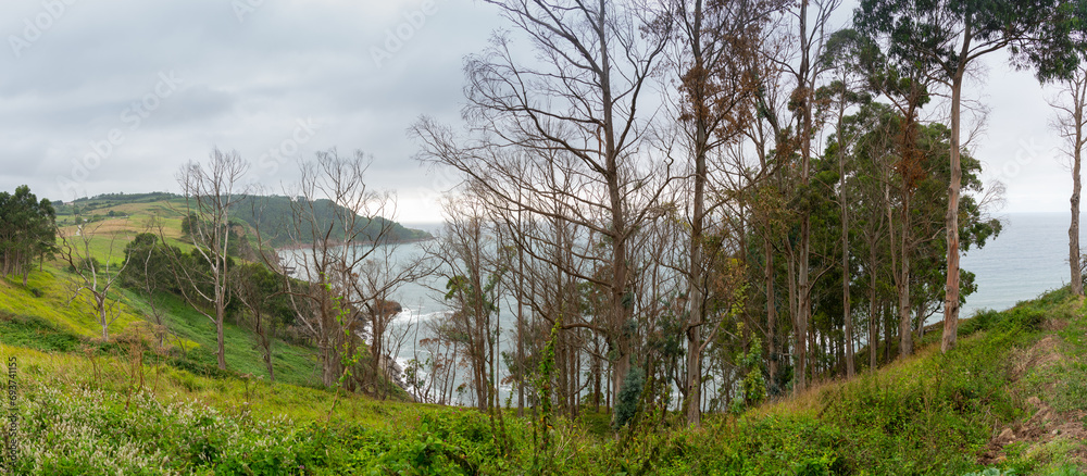 Panoramic photo of cliff on Tereñes beach on the North coast of Spain. Panoramic photo of cliff on Tereñes beach on the North coast of Spain.