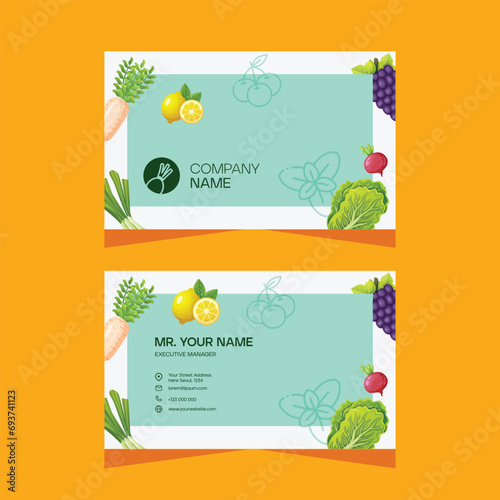 Concept business card design template for vegetable and fruit business