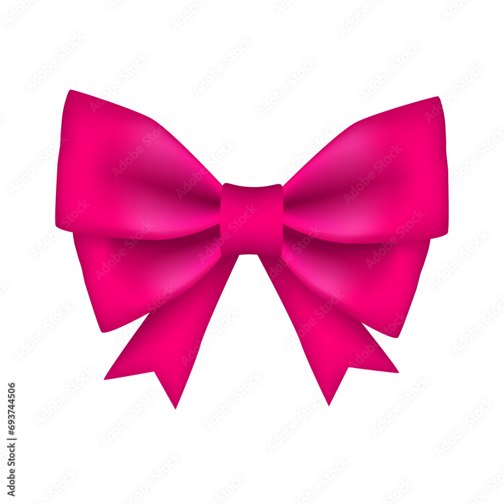 Vector decorative pink bow isolated on white background