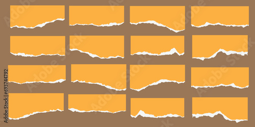 Scrap vector set of torn paper pieces background. Editable yellow torn paper