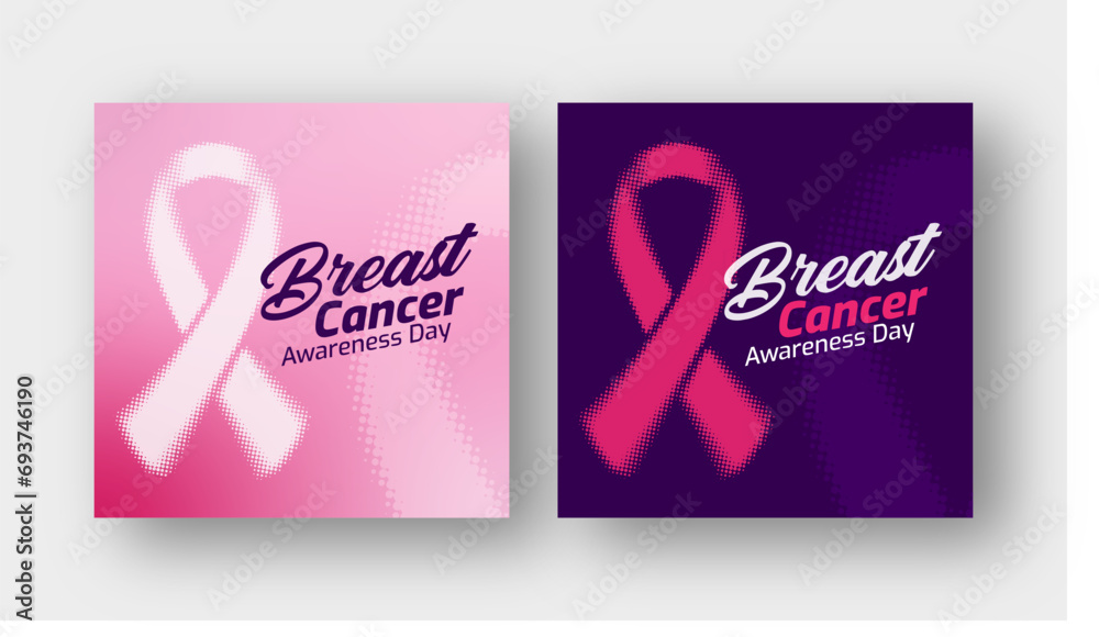 October breast cancer awareness month campaign social media post banner illustration