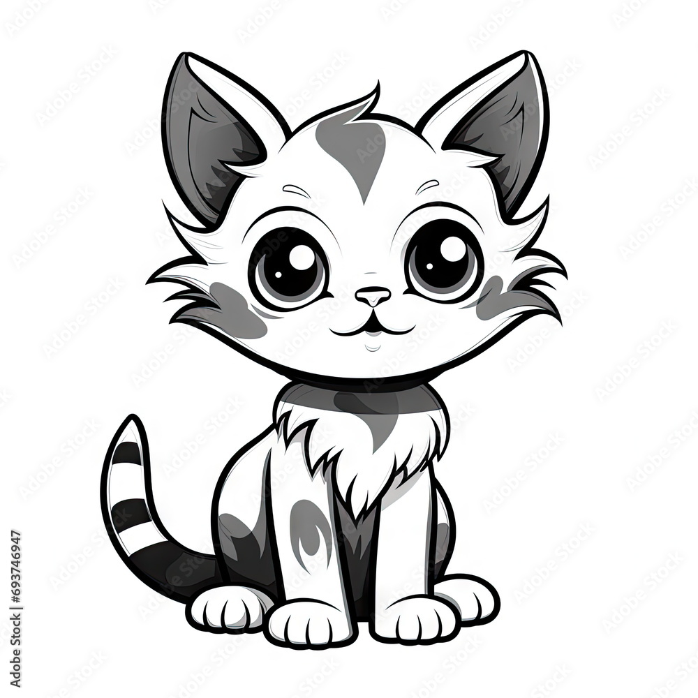 Obraz premium cute cat in black and white coloring