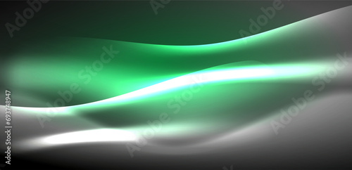 Neon-lit waves surge across background, mesmerizing dance of luminescence and motion. Dynamic backdrop captures essence of energy and modern aesthetics