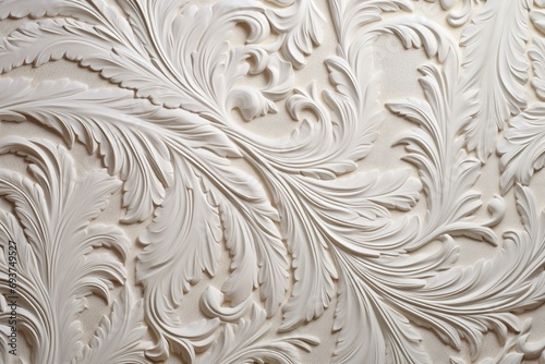 Bas-relief beautiful floral pattern white abstract background photo