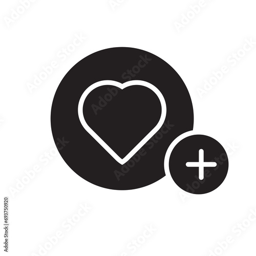 heart with plus, pozitive, wishlist icon, simple illustration on white backgrounnd..eps