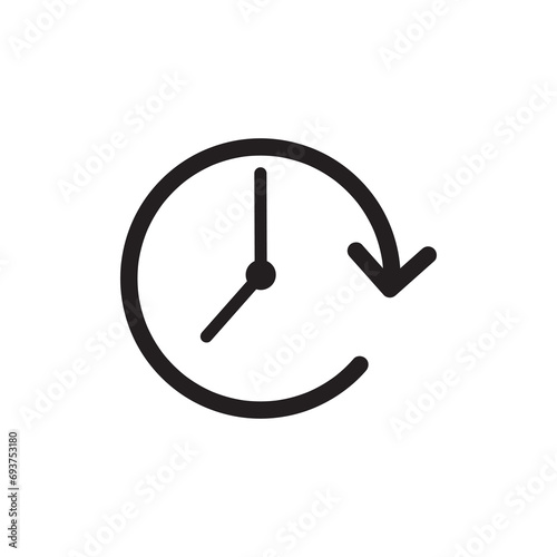 clockwise rotation icon arrow and time flat trendy style illustrationn on white background..eps