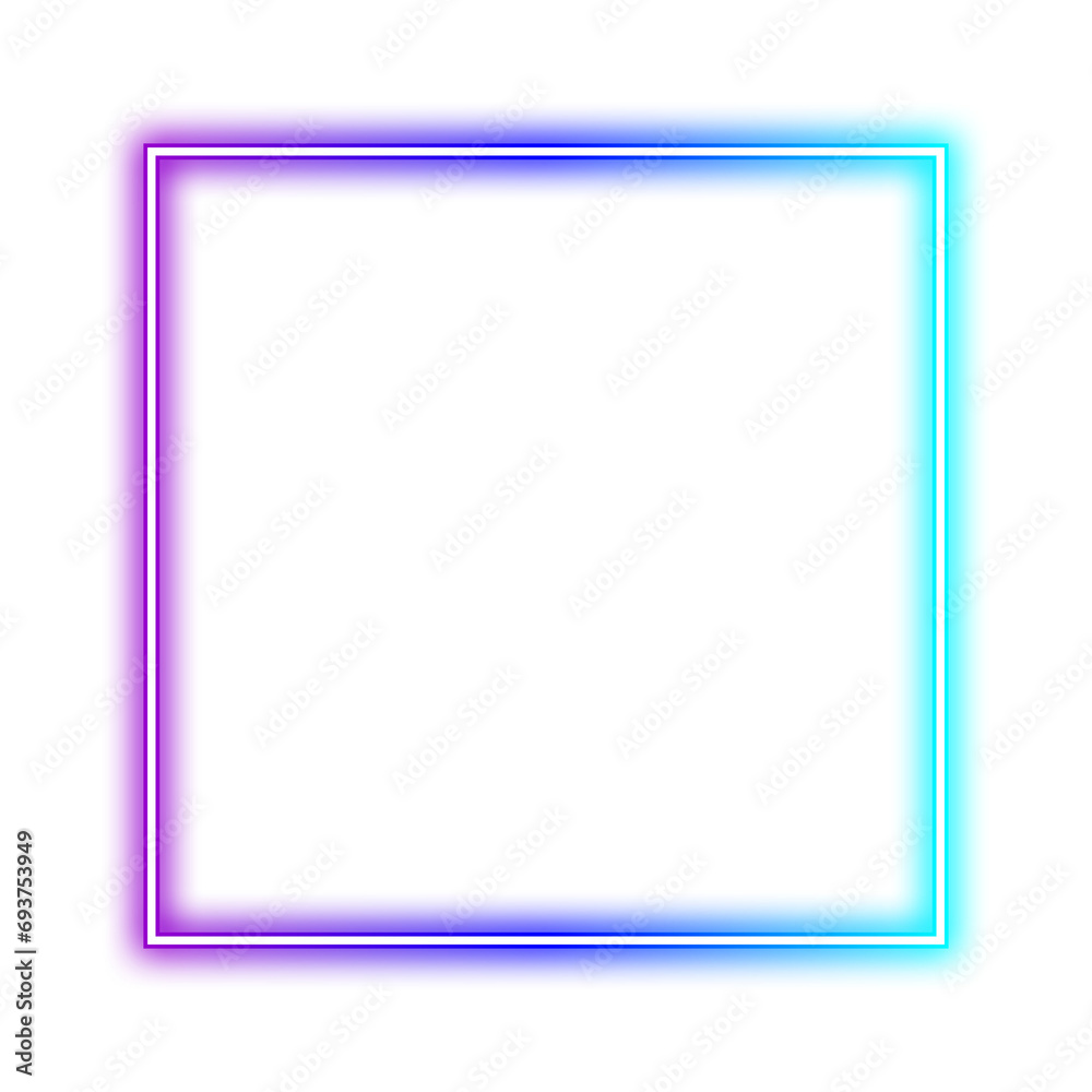 square glowing in the dark, purple blue neon lights. Flared square frame design. Neon lights shine. Neon frame square glowing in the dark, purple blue neon lights. Flared square frame design. Neon lights shine. Neon frame