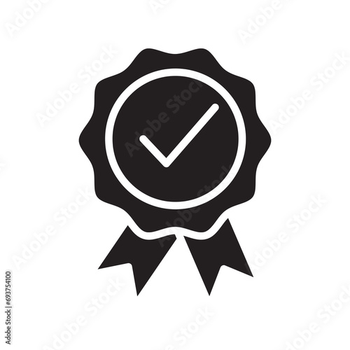 approved or certified badge correct mark, simple black trendy style illustration on white background..eps